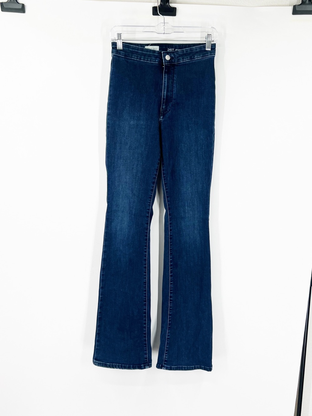 Pilcro by Anthropologie High Rise Flare Jeans Dark Wash TALL